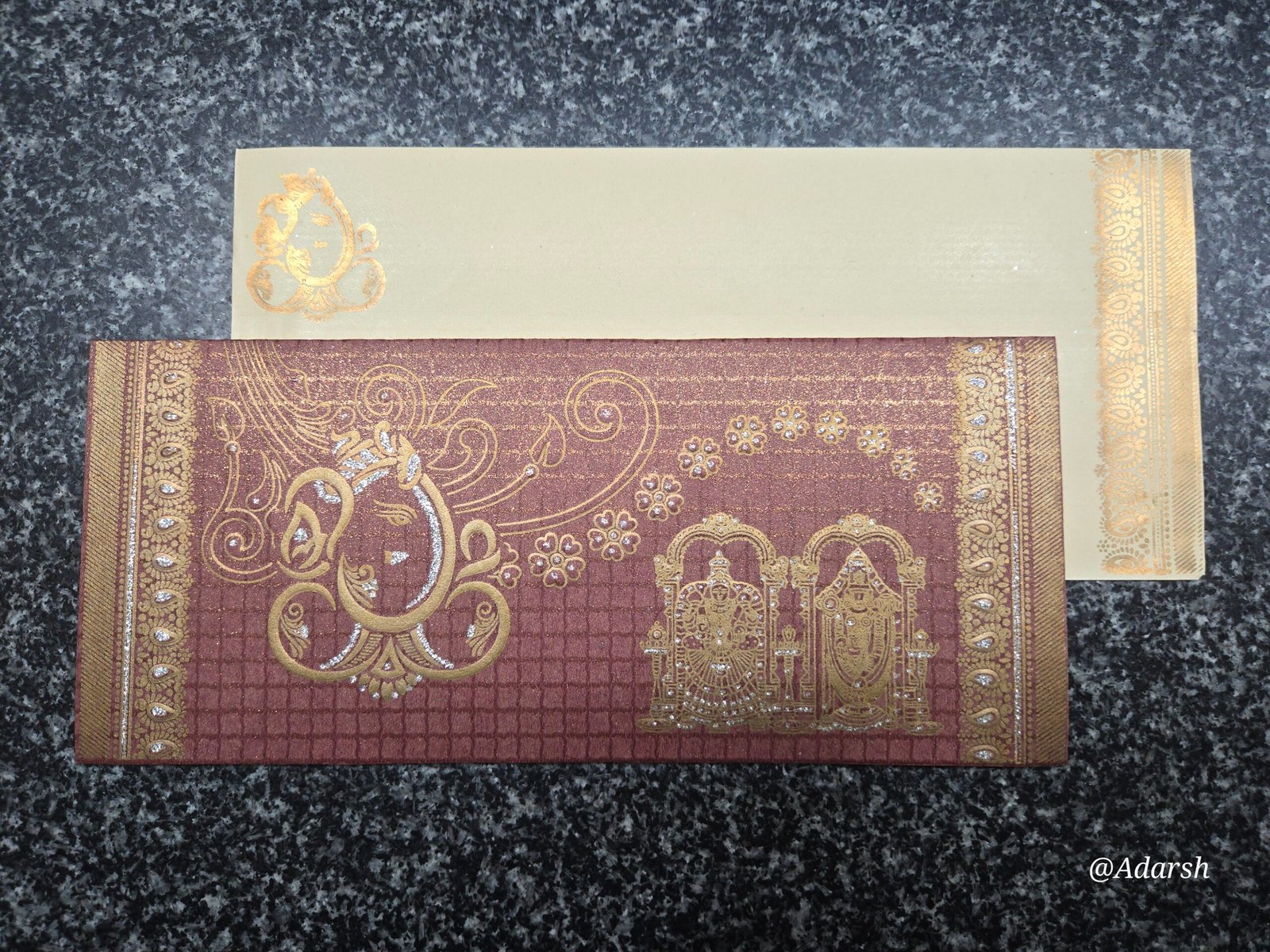 Deep Reddish-Brown/Copper Textured Board Wedding Invtation Card