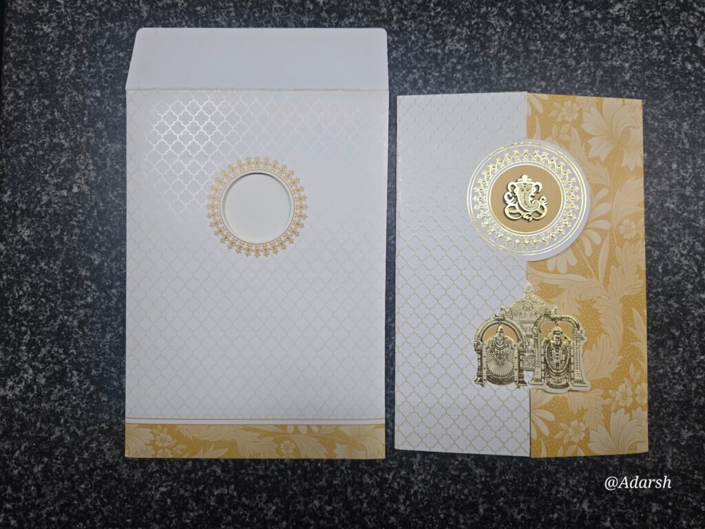 White and Sandal Shading Gatefold Balaji Wedding Card