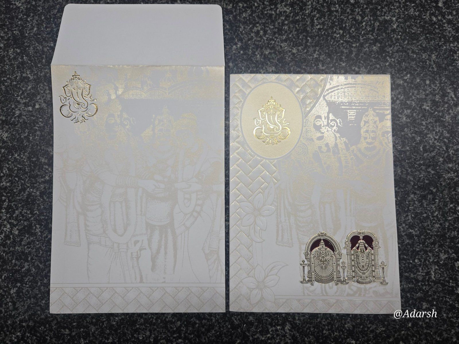 White Shimmer Sita Rama Kalyanam Balaji Wedding Card