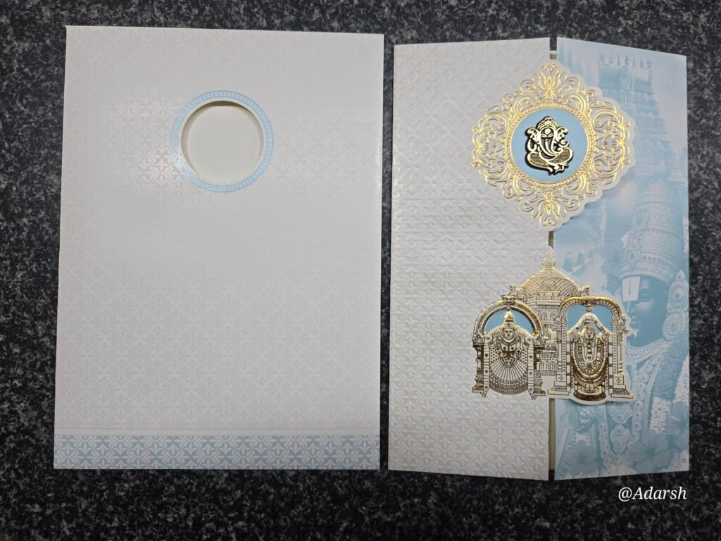 Blue Portrait Shading Balaji Padmavathi Gatefold Wedding Card