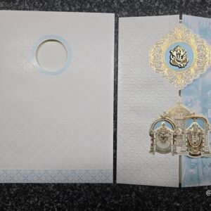 Blue Portrait Shading Balaji Padmavathi Gatefold Wedding Card