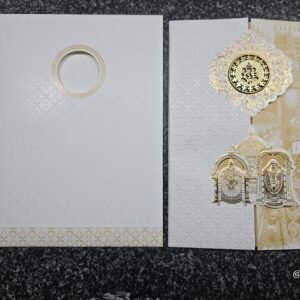 Yellow/Cream Shading Balaji Padmavathi Gatefold Wedding Card