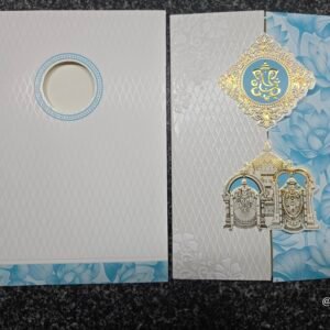 Blue Pastel Lotus Gatefold Balaji Wedding Card