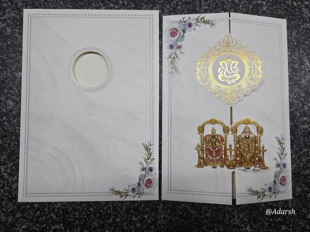 White Pastel Floral Gatefold Balaji Wedding Card