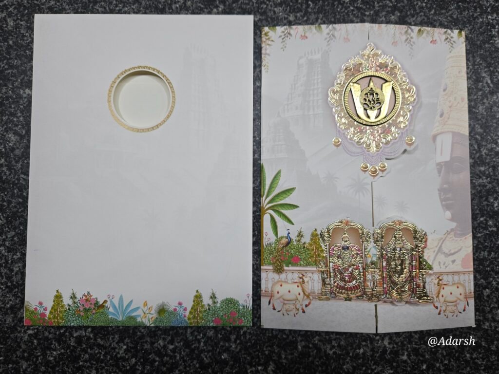 Tirupati Balaji Namam Pastel Gatefold Wedding Card
