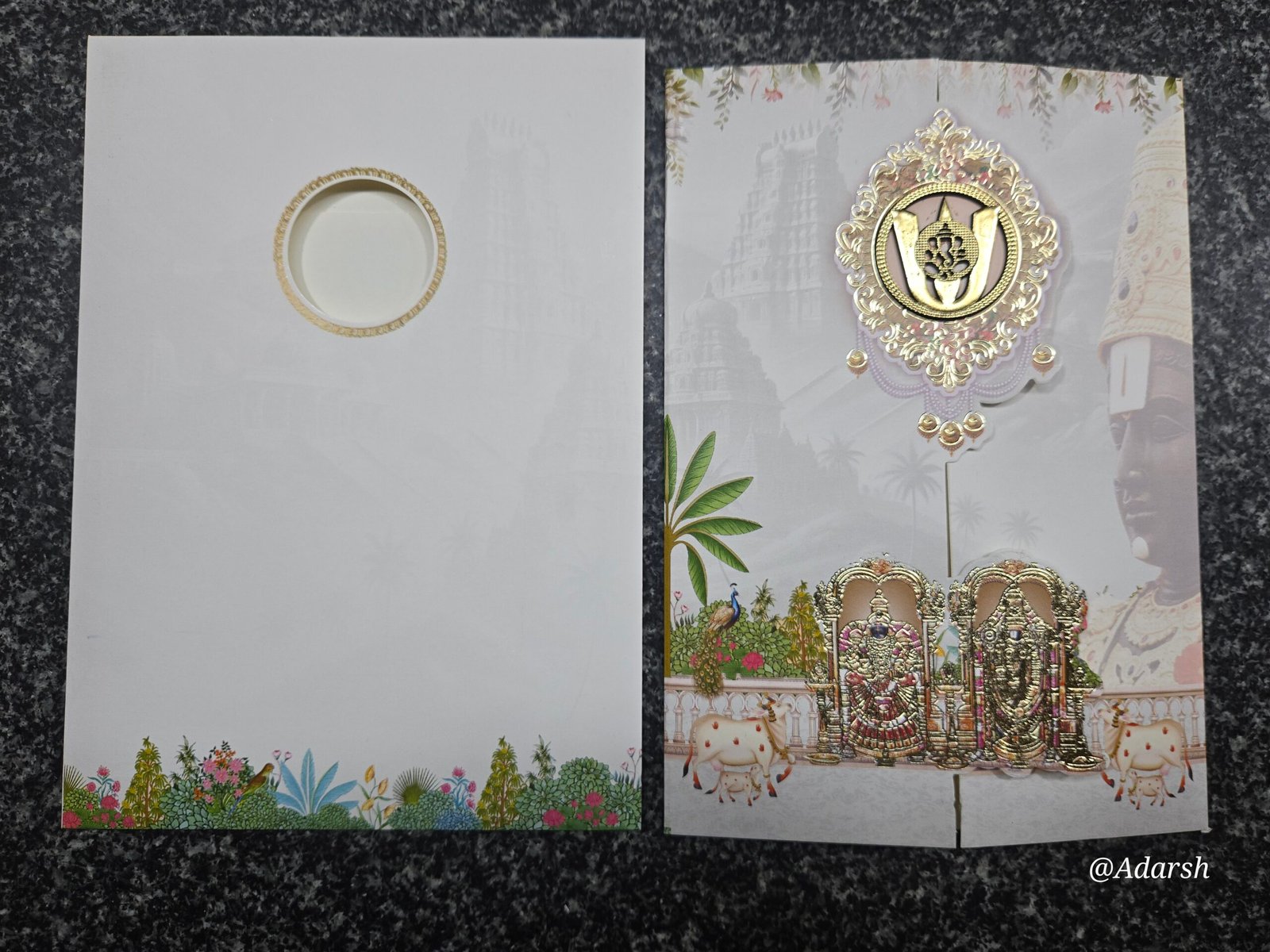 Tirupati Balaji Namam Pastel Gatefold Wedding Card