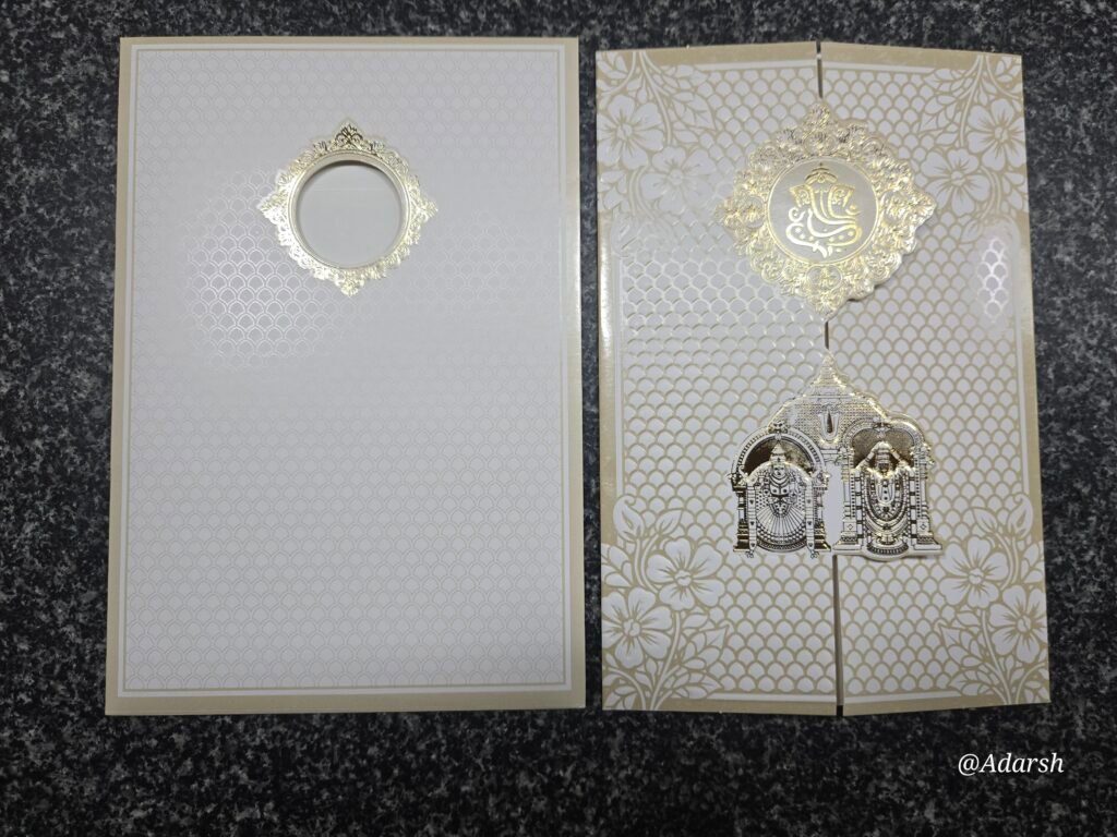 White and Sandal Laser Cut Gatefold Balaji Wedding Card