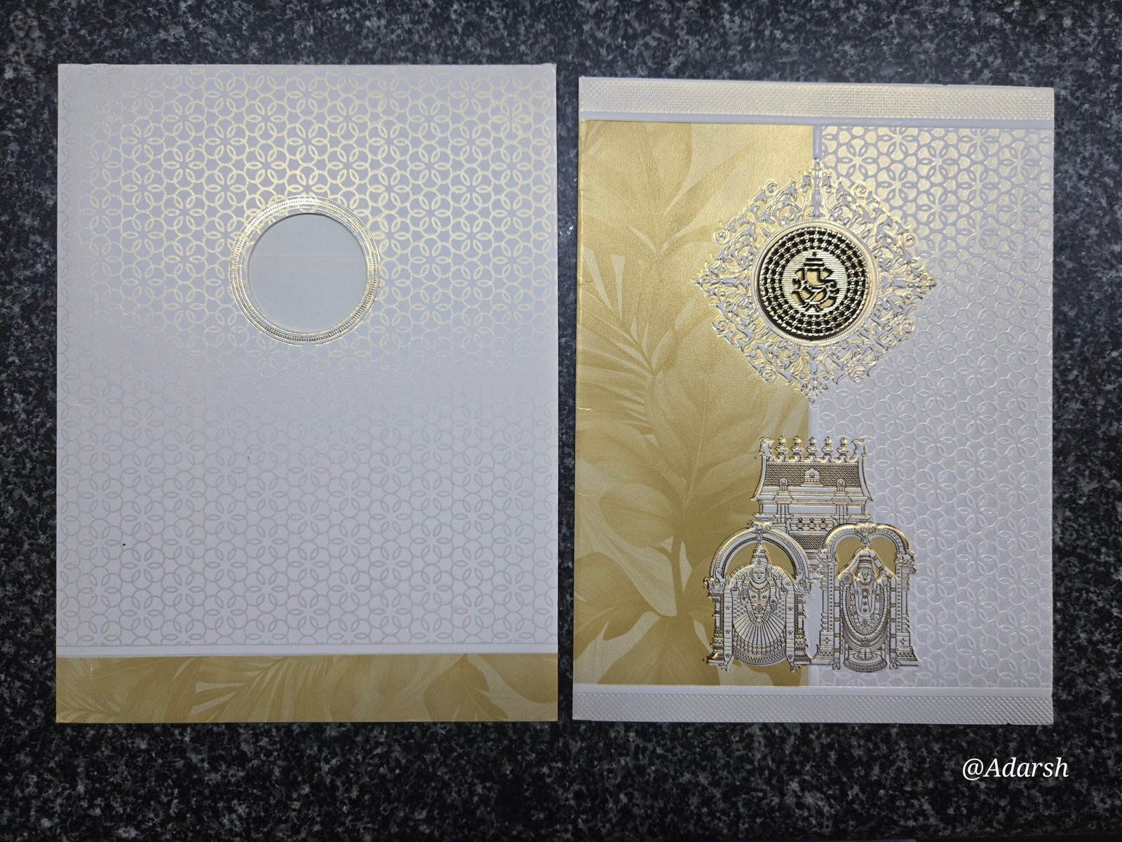 White and Sandal Shading Gatefold Balaji Wedding Card
