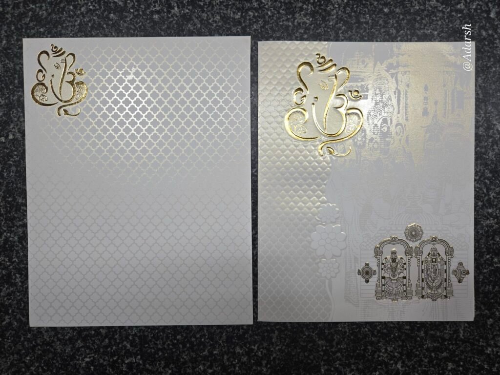 White Shimmer Self-Embossed Balaji Wedding Card