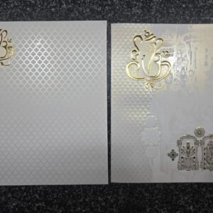 White Shimmer Self-Embossed Balaji Wedding Card