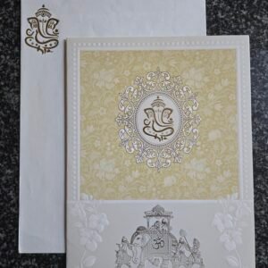Golden Yellow Floral Ganesha Wedding Card