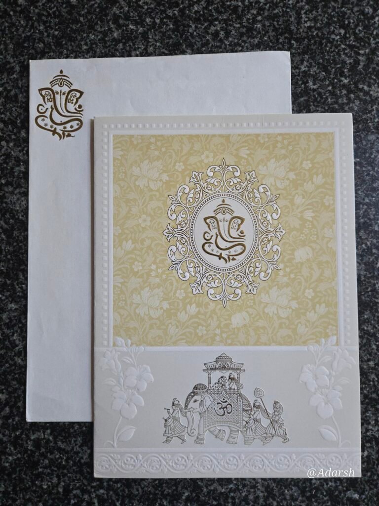 Golden Yellow Floral Ganesha Wedding Card
