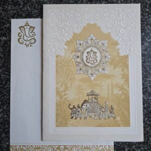 Golden-Ochre Tropical Ganesha Wedding Card