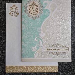 Seafoam Floral Cutout Om Embossed Design Invitation Card