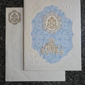 Sky Blue Floral Elephant Invitation Card