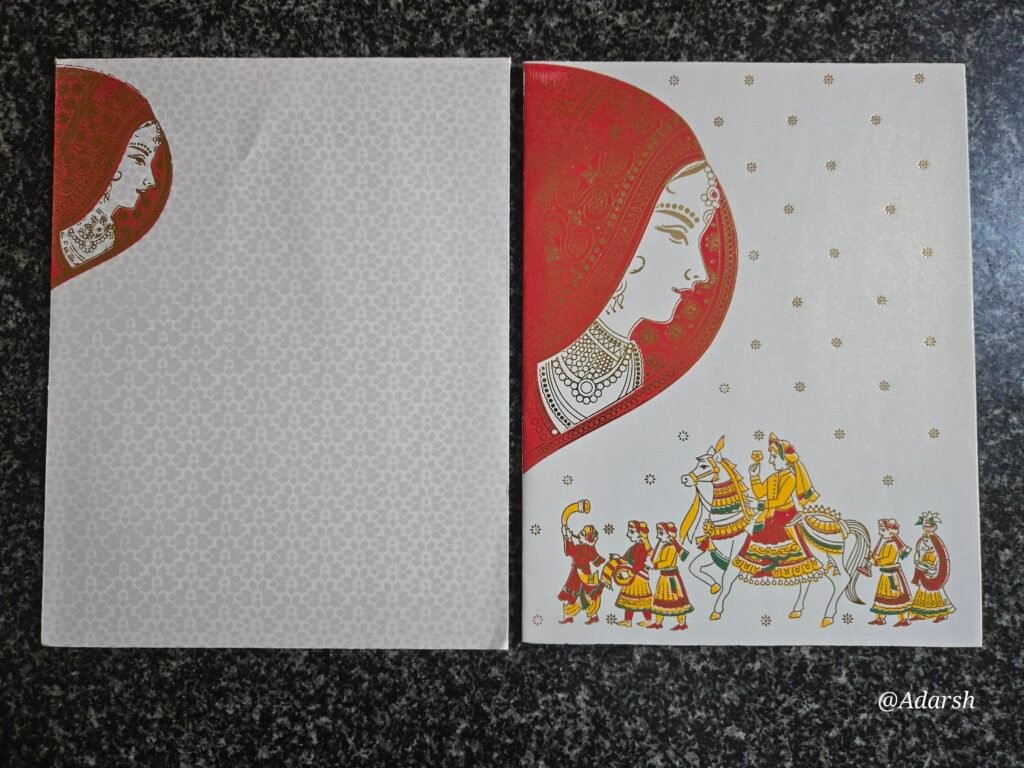 Baraat Procession & Bride Face Theme Wedding Card