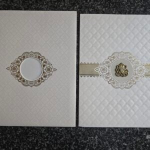 White Embossed Ganesha Wedding Invitation Card