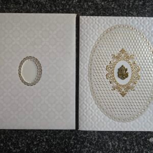 White Ganesha Circular Embossed Invitation Card
