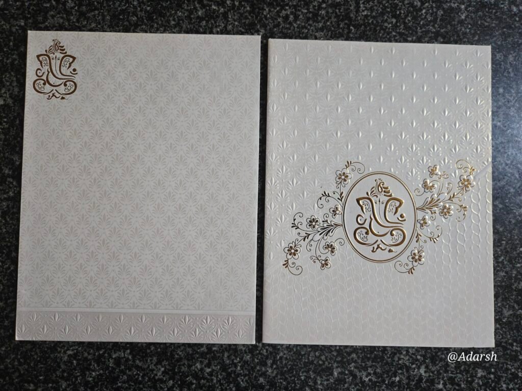 White Vine Ganesha Wedding Card