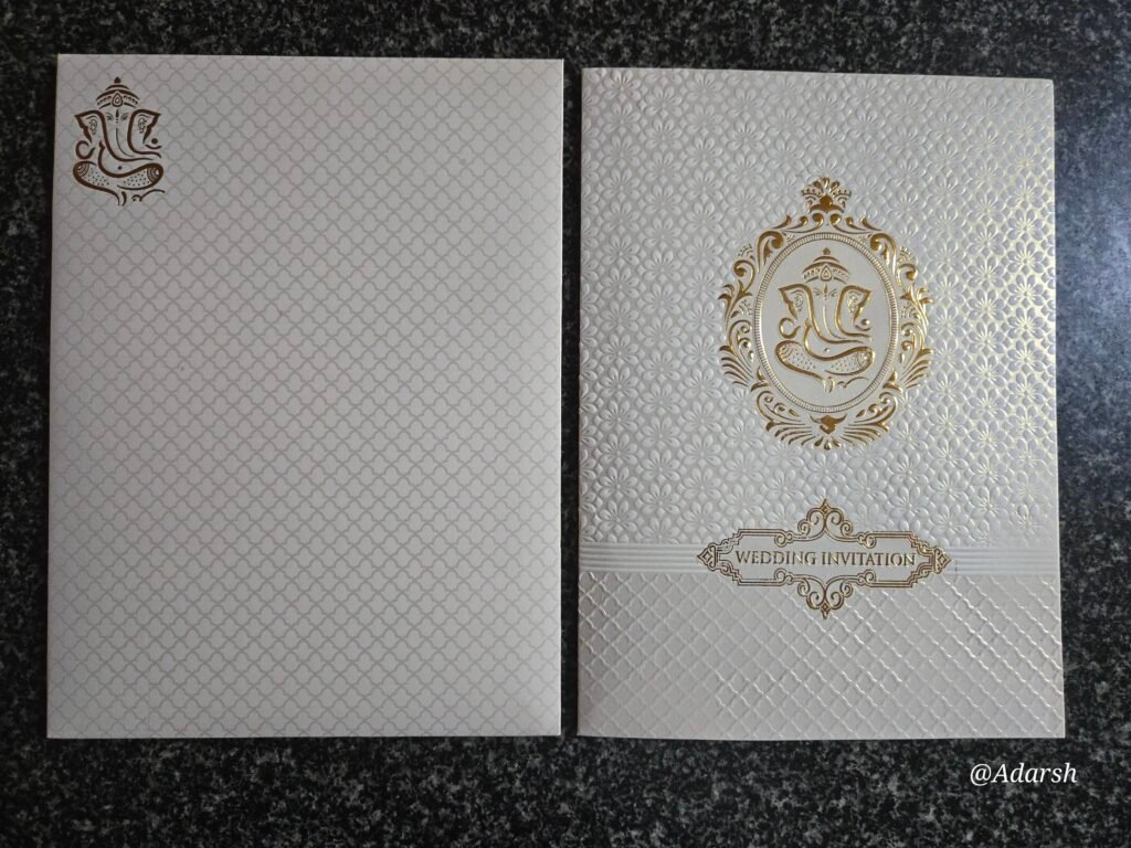 White Ganesha Wedding Card