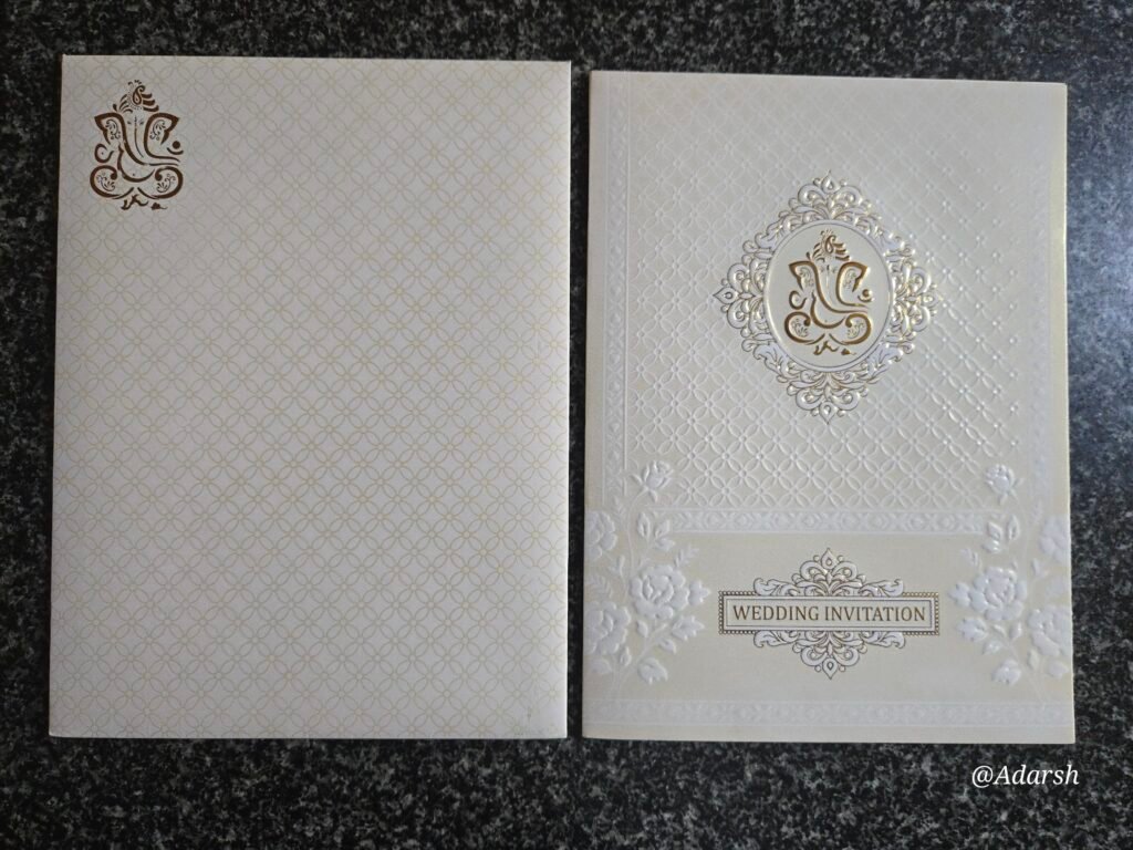 White Embossed Wedding Card