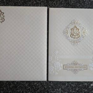 White Embossed Wedding Card