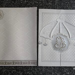 White Ganesha Umbrella Embossed Card