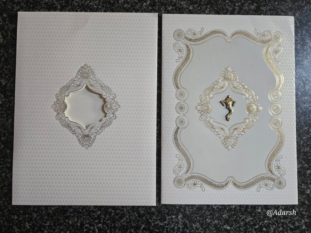 White Ganesha Frame Wedding Card