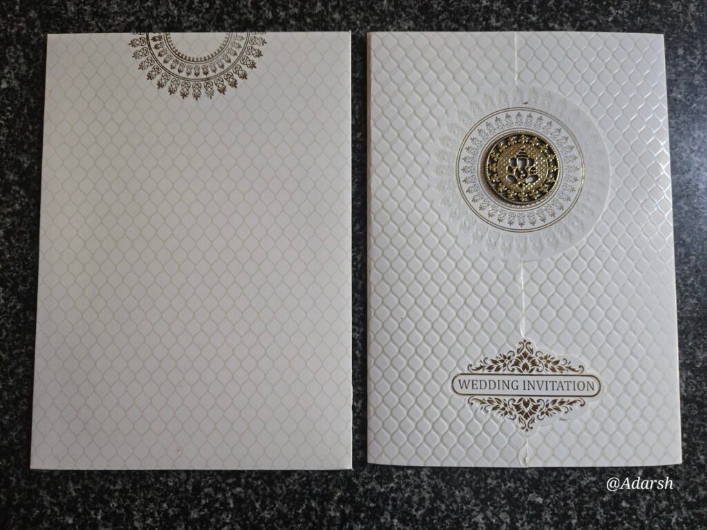 White Embossed Door Style Wedding Invitation Card