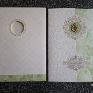 Green Floral Ganesha Door-Style Wedding Card