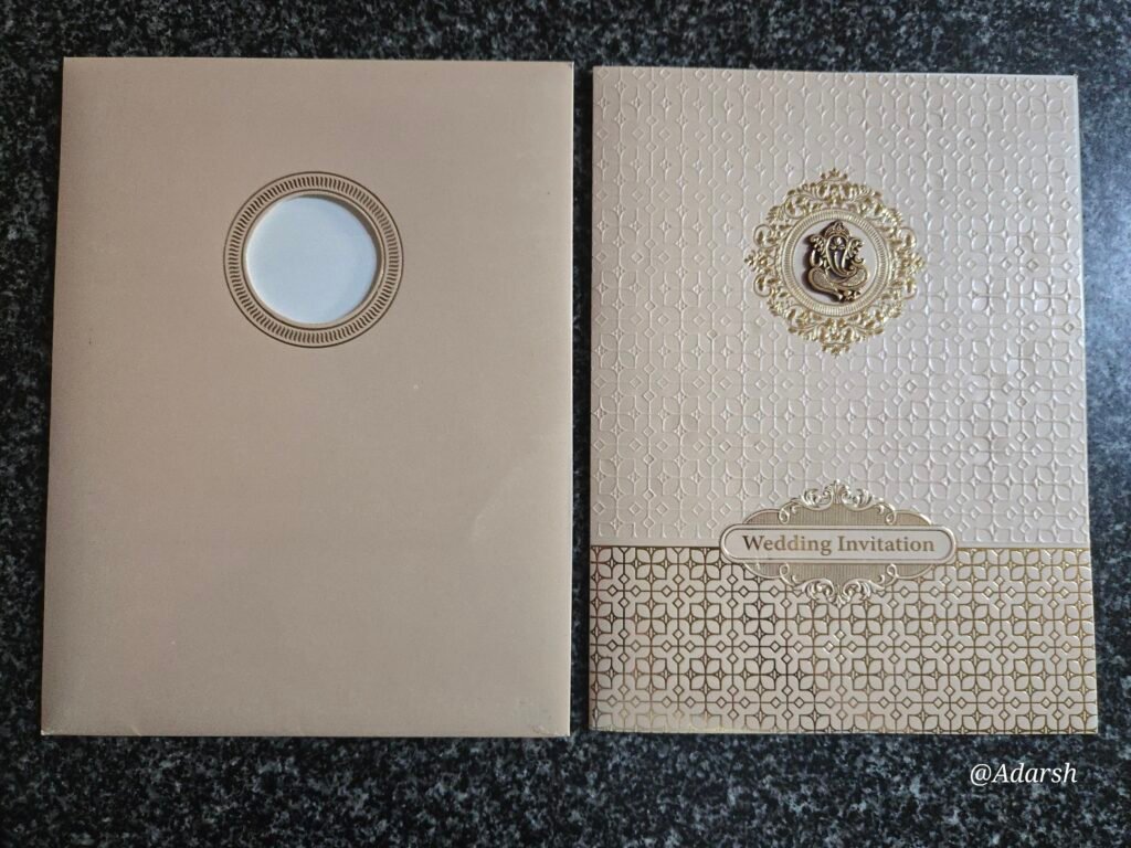 Cream Embossed Floral Wedding Card
