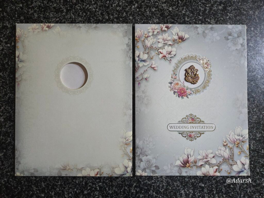 Grey Floral Wedding Card