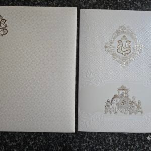 White Ganesha Procession Wedding Card