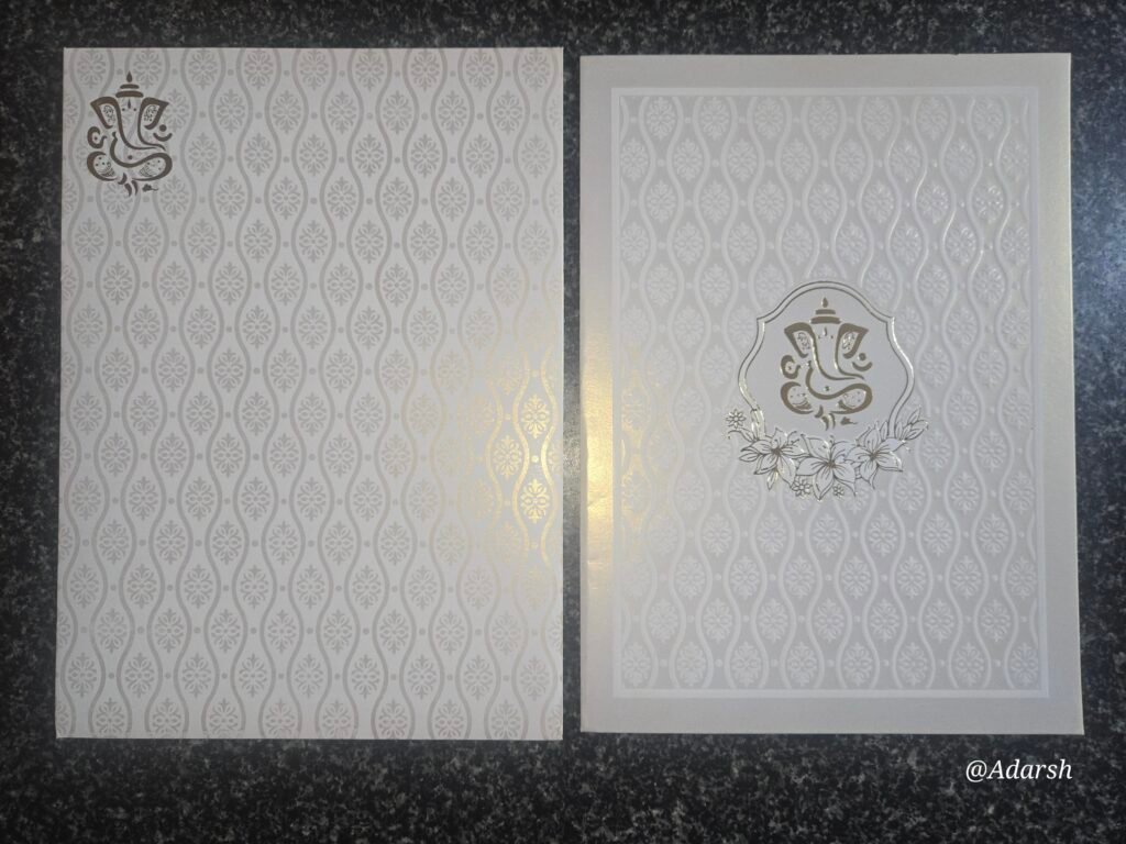 Ivory Ogee Lattice Ganesha Wedding Card