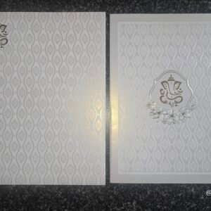 Ivory Ogee Lattice Ganesha Wedding Card