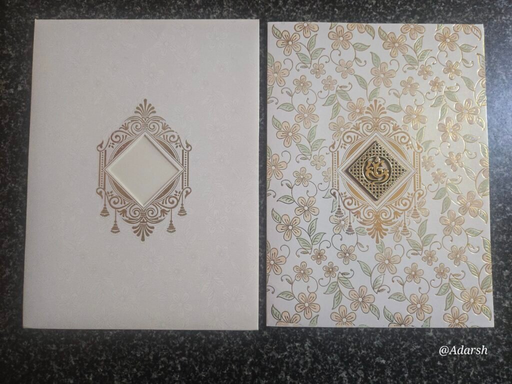 Ivory Pastel Blossom Ganesha Wedding Card