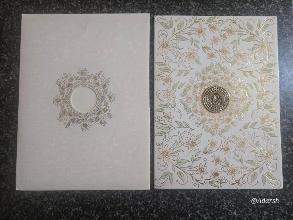 Ivory Pastel Vine Ganesha Wedding Card