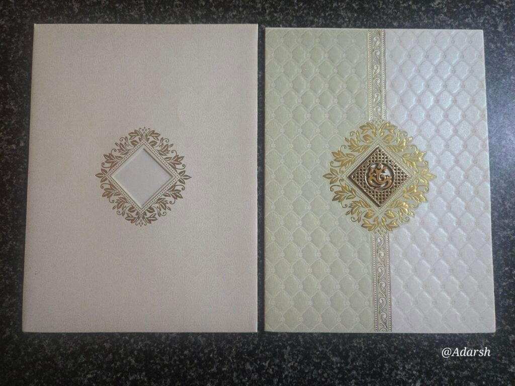 Pastel Green & Ivory Tufted Ganesha Wedding Card