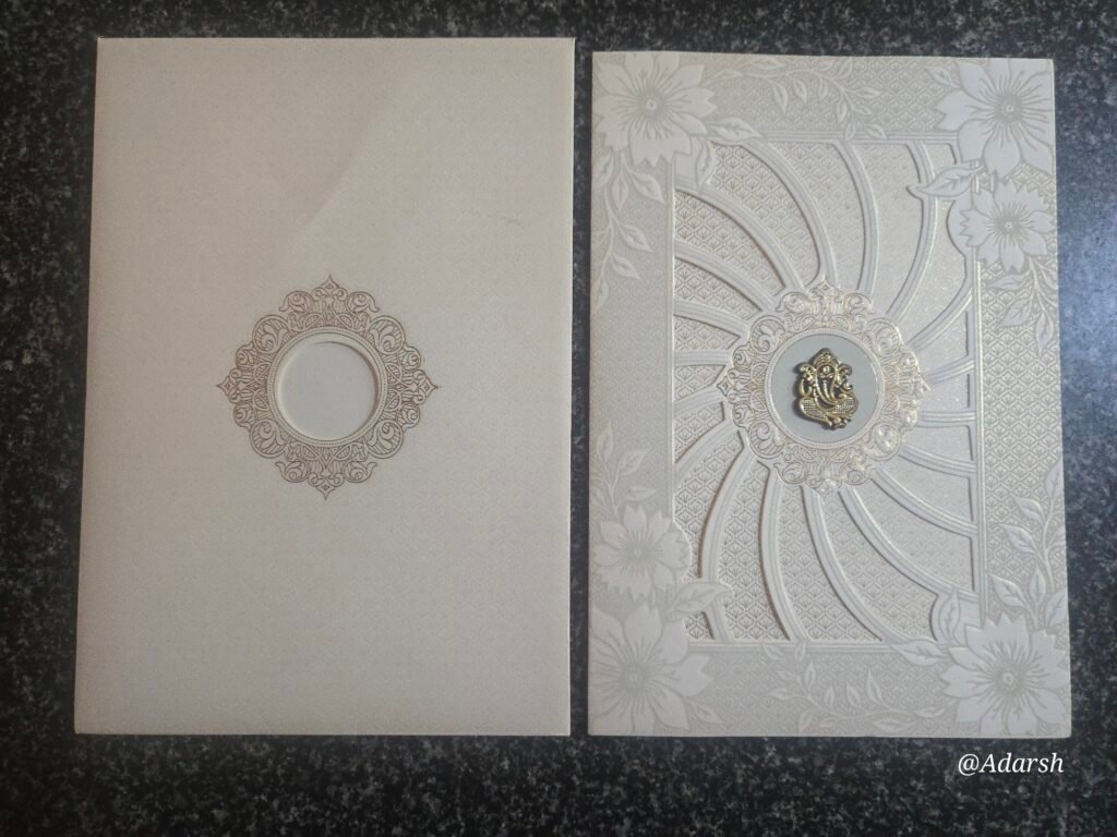 Ivory Sunburst Ganesha Wedding Card