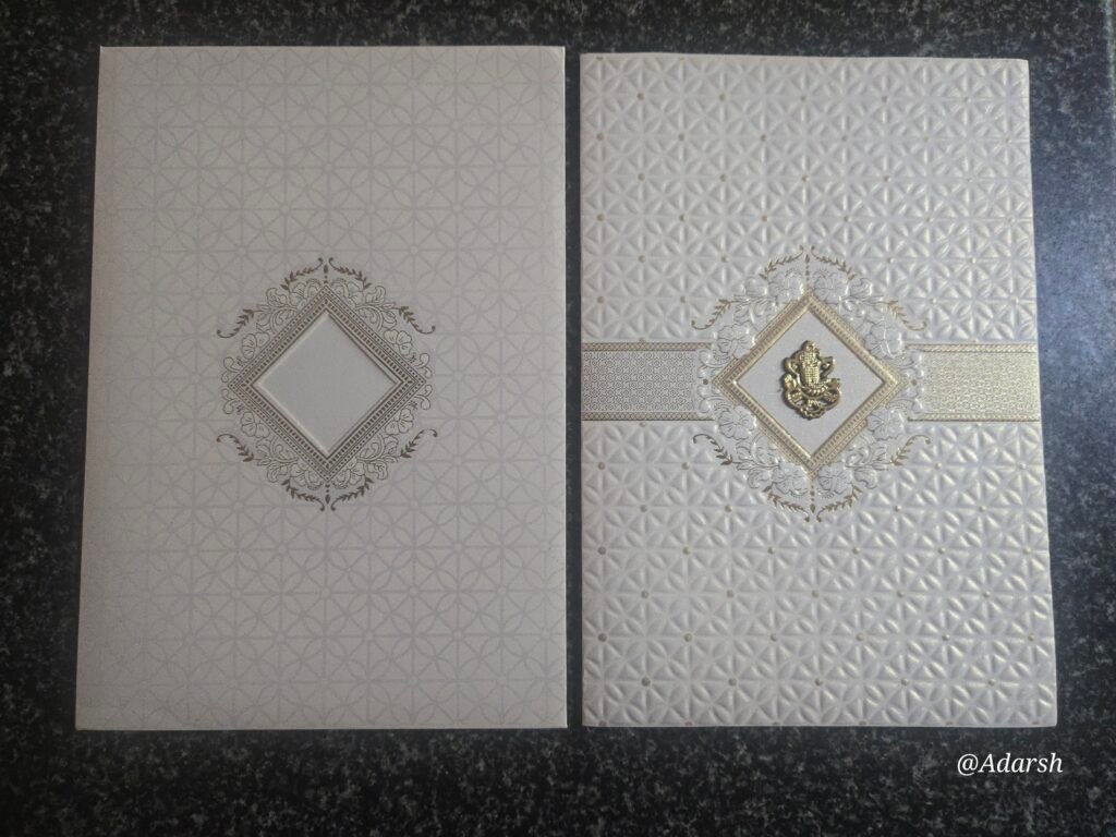 Cream Starburst Embossed Padded Invitation Card