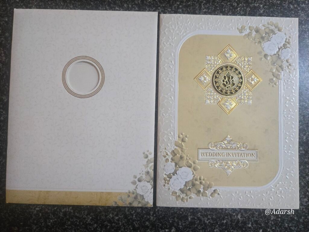 Beige Pastel Floral Ganesha Wedding Card
