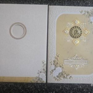 Beige Pastel Floral Ganesha Wedding Card