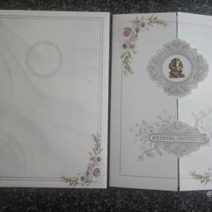 Ivory Pastel Floral Ganesha Gatefold Wedding Card