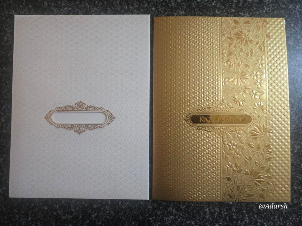 Gold Self-Embossed Wedding Card