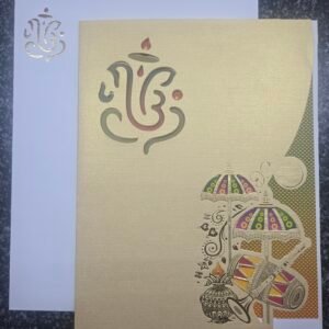 Light Gold Modern Ganesha Calligraphy Wedding Card