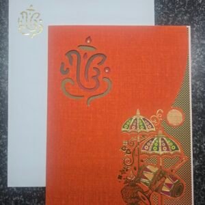 Orange Modern Ganesha Calligraphy Wedding Card