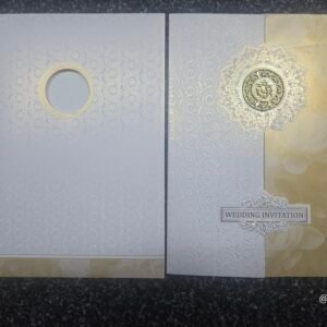 White & Golden-Yellow Floral Ganesha Gatefold Wedding Card