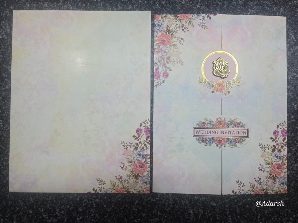 Pastel Floral Watercolor Ganesha Gatefold Wedding Card