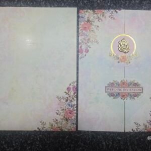 Pastel Floral Watercolor Ganesha Gatefold Wedding Card