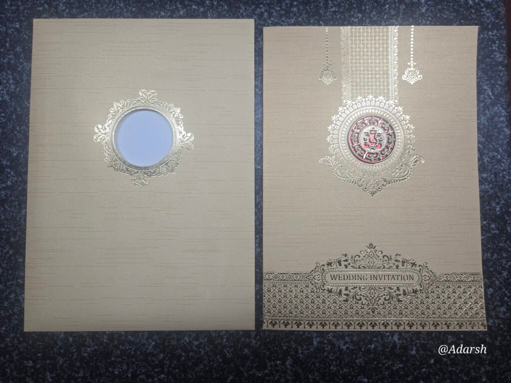 Metallic Light-Brown Ganesha Invitation Card